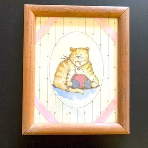 🐈 VINTAGE Adorable 80s kitty cat picture frame wall art 🐈